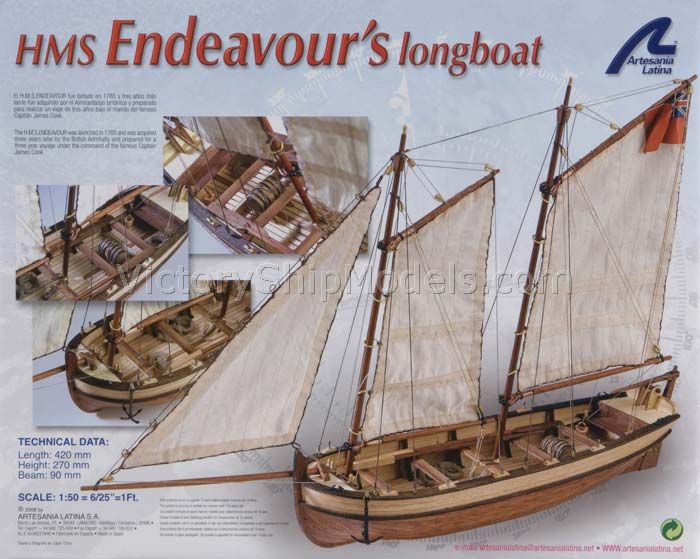 Ship model kit Endeavour longboat, Artesania latina