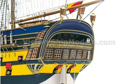 San Ildefonso ship model Occre details. Victoryshipmodels.com