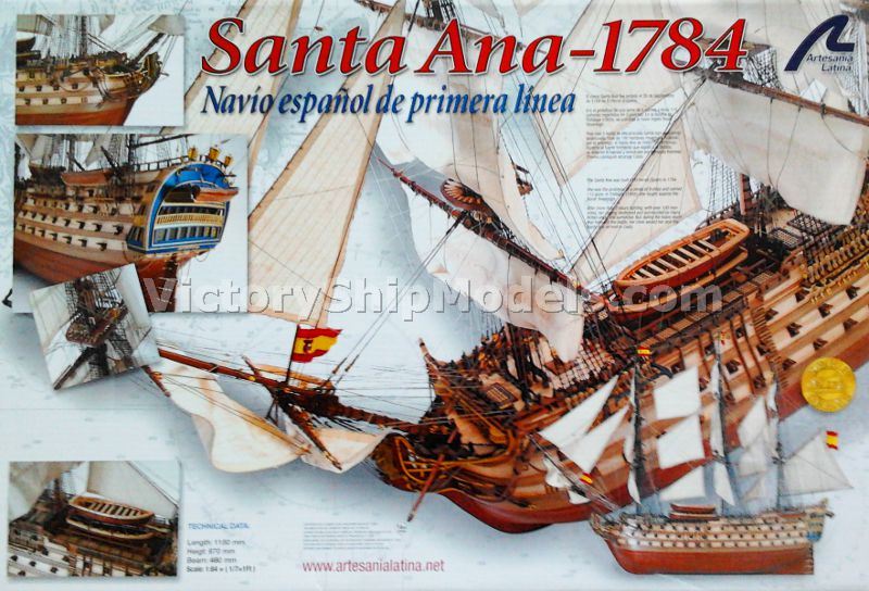 Artesanía Latina - Wooden Ship Model Kit – Spaniard Vessel, Santa Ana -  Trafalgar 1805 Edition - Model 22905N, Scale 1:84 - Models to Assemble 